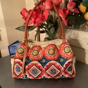 Brighton Multicolor RARE, tote bag, U173909, YELLOW and WHITE embroidered canvas